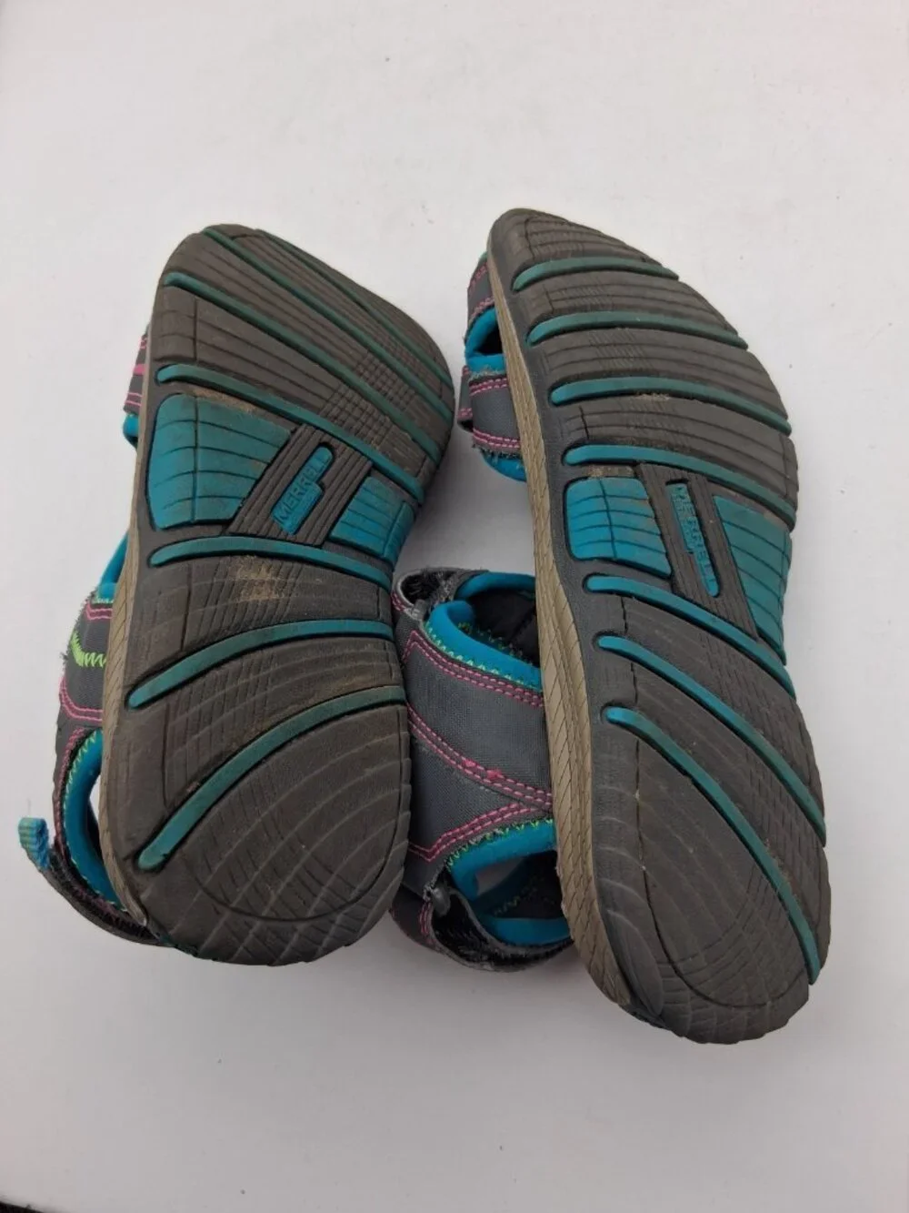 Girls Merrell Panther Sandals Size 3M Gray Pink Blue Select Grip